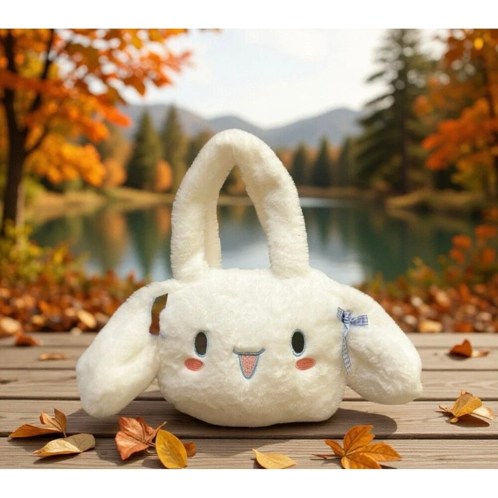 Sanrio  Cinnamonroll white  Plush Bunny Handbag with Bow Accent